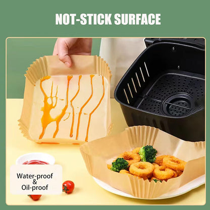 GOFFUGT Air Fryer Disposable Paper Liner,100PCS Round Airfryer Paper Liners,9" Natural Parchment Paper for Air Fryer Oil-Proof Water-Proof,Food Grade Parchment for AirFryer,Steamer,Microwave Etc