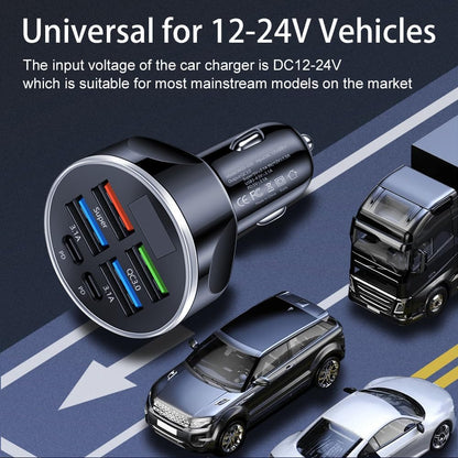 MESA'S Live 6 - Port Car Charger with PD, QC 3.0 - Fast Charge for All Devices, Universal for 12-24V Vehicles