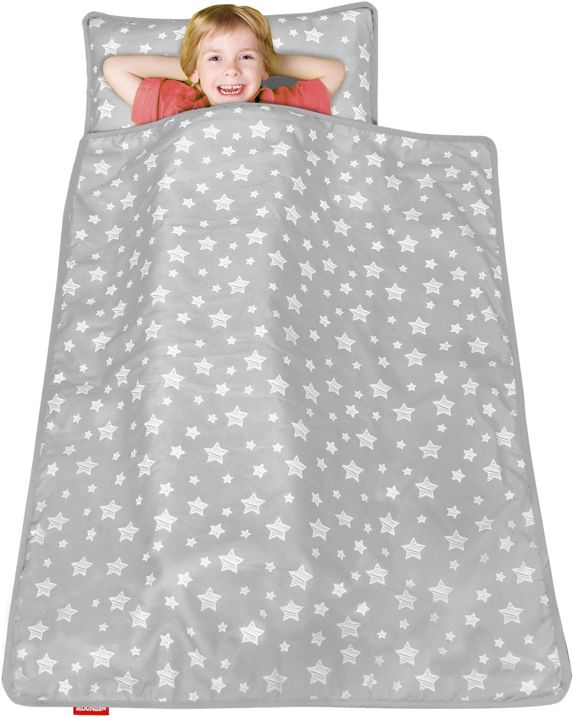 Toddler Nap Mat with Pillow and Fleece Minky Blanket, Kids Sleeping Bag Lightweight and Soft Perfect for Kids Preschool, Daycare, Travel Sleeping Bag Boys and Girls, Fit Standard Cot