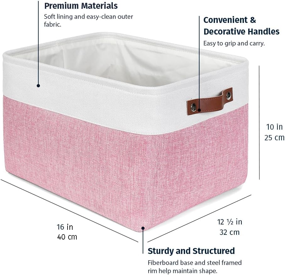 OrganiHaus Large Fabric Storage Baskets for Shelves 3 Pack, 15x11in Closet Storage Bins for Shelves, Cloth Baskets, Fabric Storage Cubes, Linen Closet Organizers, Fabric Basket, White Basket