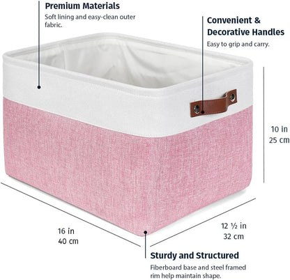 OrganiHaus Large Fabric Storage Baskets for Shelves 3 Pack, 15x11in Closet Storage Bins for Shelves, Cloth Baskets, Fabric Storage Cubes, Linen Closet Organizers, Fabric Basket, White Basket