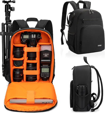 IPEB Camera Backpack Bag with Tripod Holder Water Resistant Camera Cases Photography Backpack Anti-Theft for DSLR Camera
