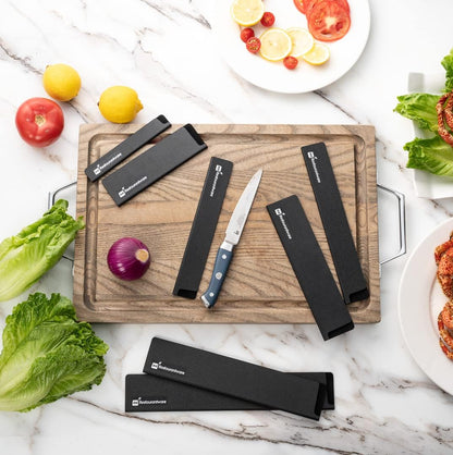Sensei 8.5 x 1.4 Inch Knife Sleeve, 1 Knife Protector - Fits Fillet Knife, Felt Lining, Black Plastic Knife Blade Guard, Durable, Cut-Proof - Restaurantware