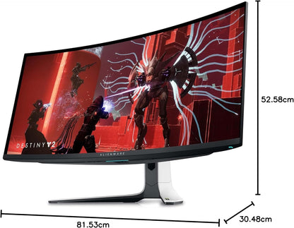 Alienware AW3423DW 34.18-inch Quantom Dot-OLED Curved Gaming Monitor, 3440x1440 pixels at 175Hz, 1800R Curvature, True 0.1ms gray-to-gray, 1Million:1 Contrast Ratio, 1.07 Billions Colors - Lunar Light