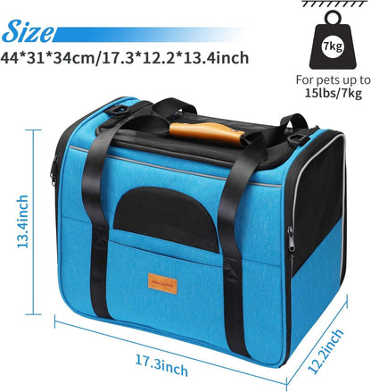 Morpilot Cat Carrier Soft - Portable Pet Carrier for Small or Medium Cats, Dogs and Puppy up to 14lbs, Airline Approved Dog Carrier with Safety Buckle - (Dark Gray)