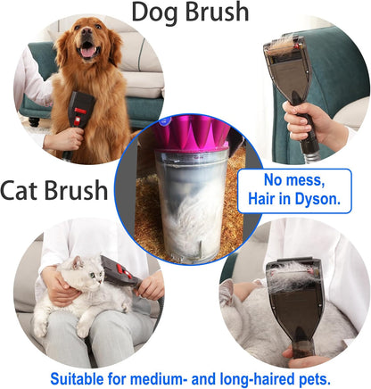 Kodahome Dog Hair Brush Vacuum Attachment for Shedding Grooming, Pet Groom Tool Kit for Most Vacuum Brands, Deshedding Removal Comb with Extension Hose and Universal Adapters