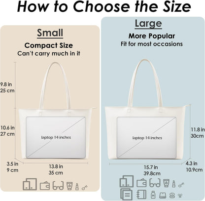 KALIDI Tote Bag Zipper Shoulder Bag Faux Leather Purses for Women Large Casual Handbag Work Dating College