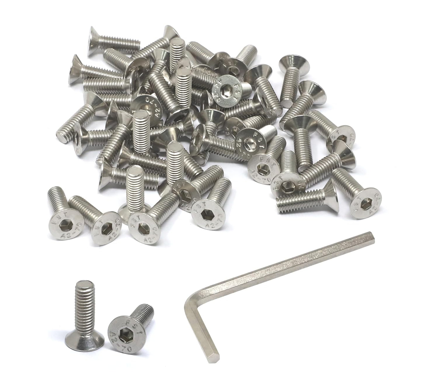 iexcell 5 Pcs M8 x 80mm Thread Pitch 1.25 mm Stainless Steel 304 Hex Socket Flat Head Cap Screws Bolts Kit