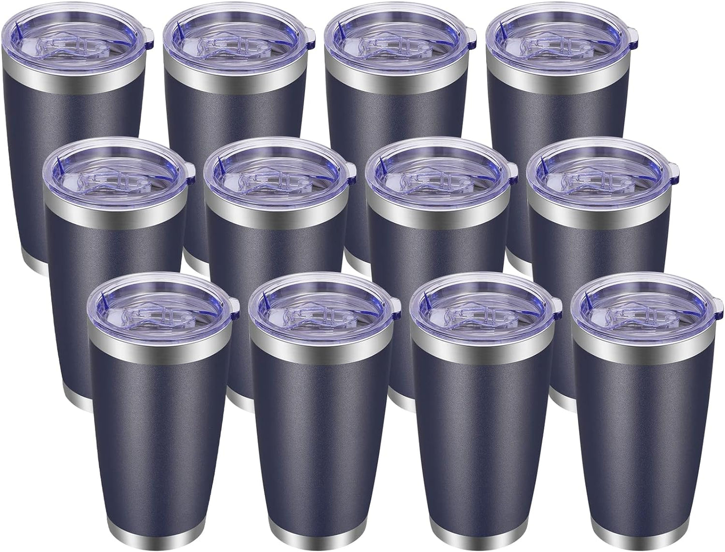 VEGOND 20oz Tumbler with Lid and Straw Stainless Steel Tumbler Cup Bulk Vacuum Insulated Double Wall Travel Coffee Mug Powder Coated Coffee Cup (Bluish Violet 6 Pack)