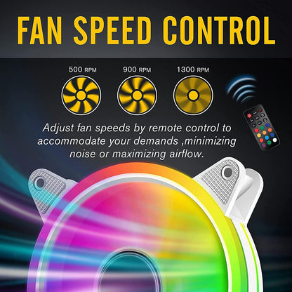 EZDIY-FAB White Moonlight 120mm RGB Case Fan with Fan Hub X and Remote,Motherboard Aura SYNC,Speed Control,Addressable Fan for PC Case-3 Pack