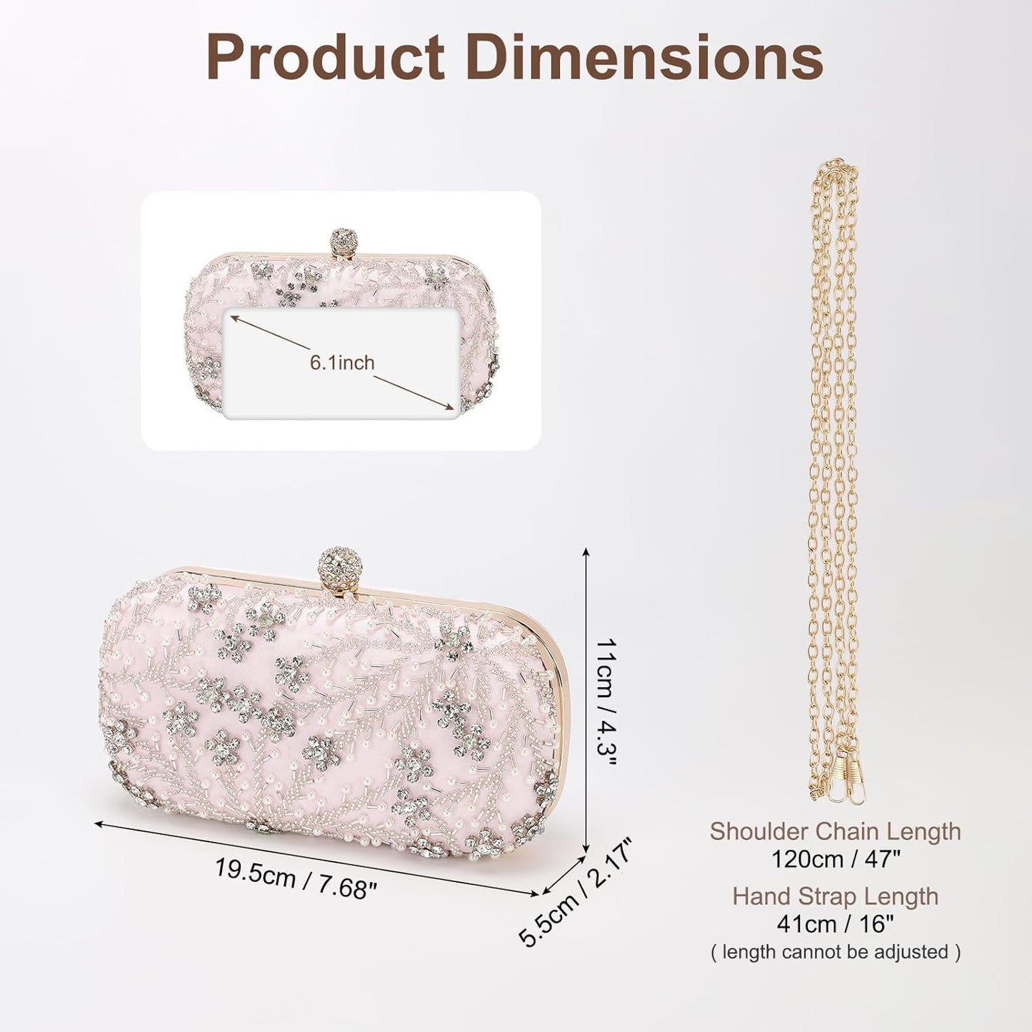 DTGN Evening Bags Clutch Purses for Women Formal, Bridal Purses Rhinestone Handbags Shoulder Bag with Chain Sparkly