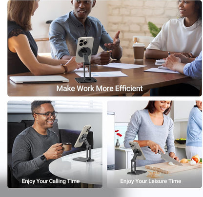 UGREEN Magnetic Phone Stand Compatible with MagSafe, Angle Adjustable Aluminum Holder for Desk, Thick Base Compatible for iPhone 16 15 14 13 12 Pro