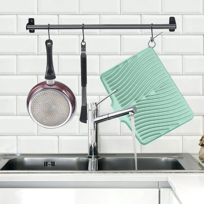 TIKNIK Silicone Dish Drying Mat for Kitchen Counter, Dish Drying Pad, Non-Slip Drain Pad with Built-in Drain, Heat Resistant Stone Drying Mat(40 L x 33 W cm, Grey)