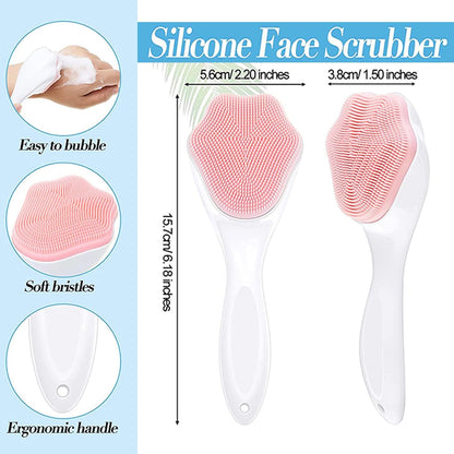 Purilite Select Silicone Face Scrubbers + 2 Exfoliating Lip Brushes + 2 Facial Cleansing Brushes – Gentle Exfoliation & Deep Cleansing Set