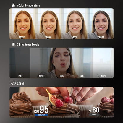 NEEWER BASICS Magnetic Selfie Light Compatible with MagSafe iPhone, CRI95 700lx/0.3m Folding LED Phone Fill Ring Lighting with Mirror for Zoom Makeup Photography Recording Video Conference,White NL48B