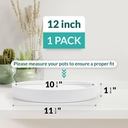 Heavy Duty Ceramic Black Plant Saucer - with Silicone Feet for Added Surface Protection - Scratch-Resistant Plant Drip Trays for Pots 8.3" at the Base or Less, Plant Plate, 7-8 Inch Plant Saucer