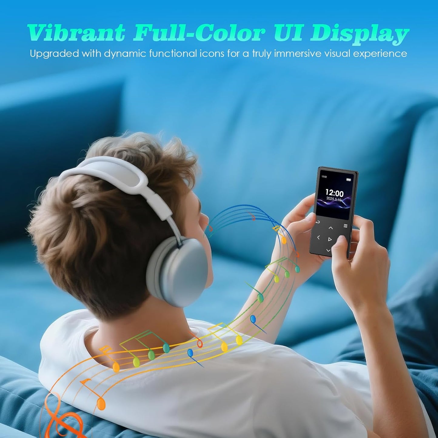 MP3 Player with Bluetooth: 128GB Digital Music MP3 Player for Kids Muisc Player Ages 8-12 Kids Music Player with Built-in HD Speaker FM Radio Voice Recorder HiFi Sound E-Book Reader