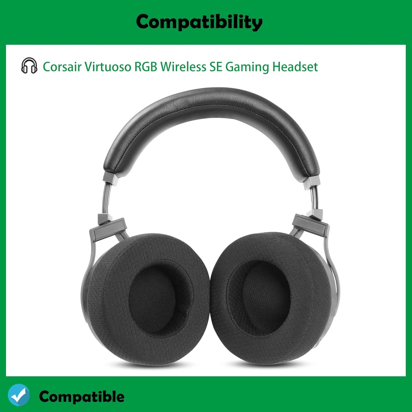 DowiTech Thickened Sport Fabric Headphone Replacement Ear Pads Cushions Headset Earpads Compatible with Corsair Virtuoso RGB Wireless SE Gaming Headset