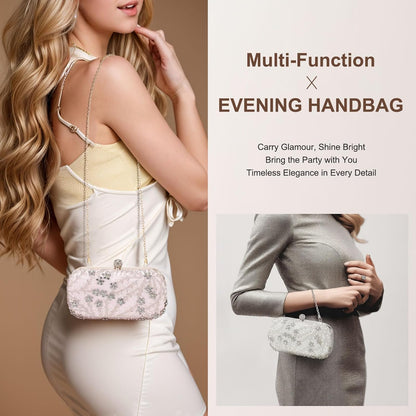 DTGN Evening Bags Clutch Purses for Women Formal, Bridal Purses Rhinestone Handbags Shoulder Bag with Chain Sparkly