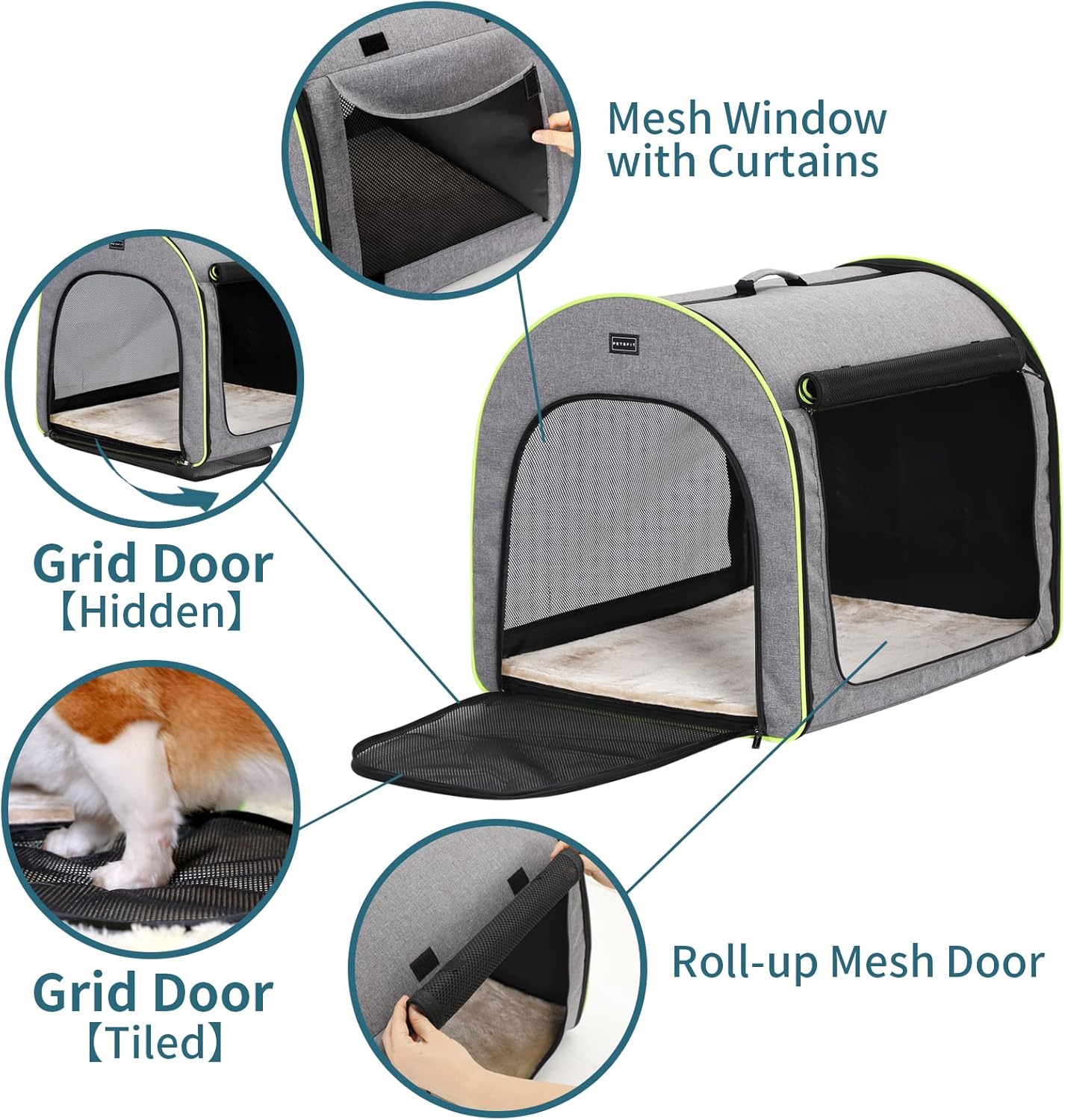PETSFIT Soft Sided Dog Crate, Travel Dog Crate - 19 Inch Lightweight, Roomy, Easy to Set Up, Sturdy Portable Dog Kennel with Thick Mat, Navy Blue