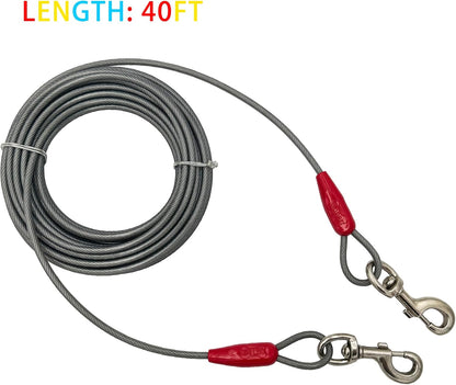 Petest 25ft Reflective Tie-Out Cable for Small Dogs Up to 35 Pounds