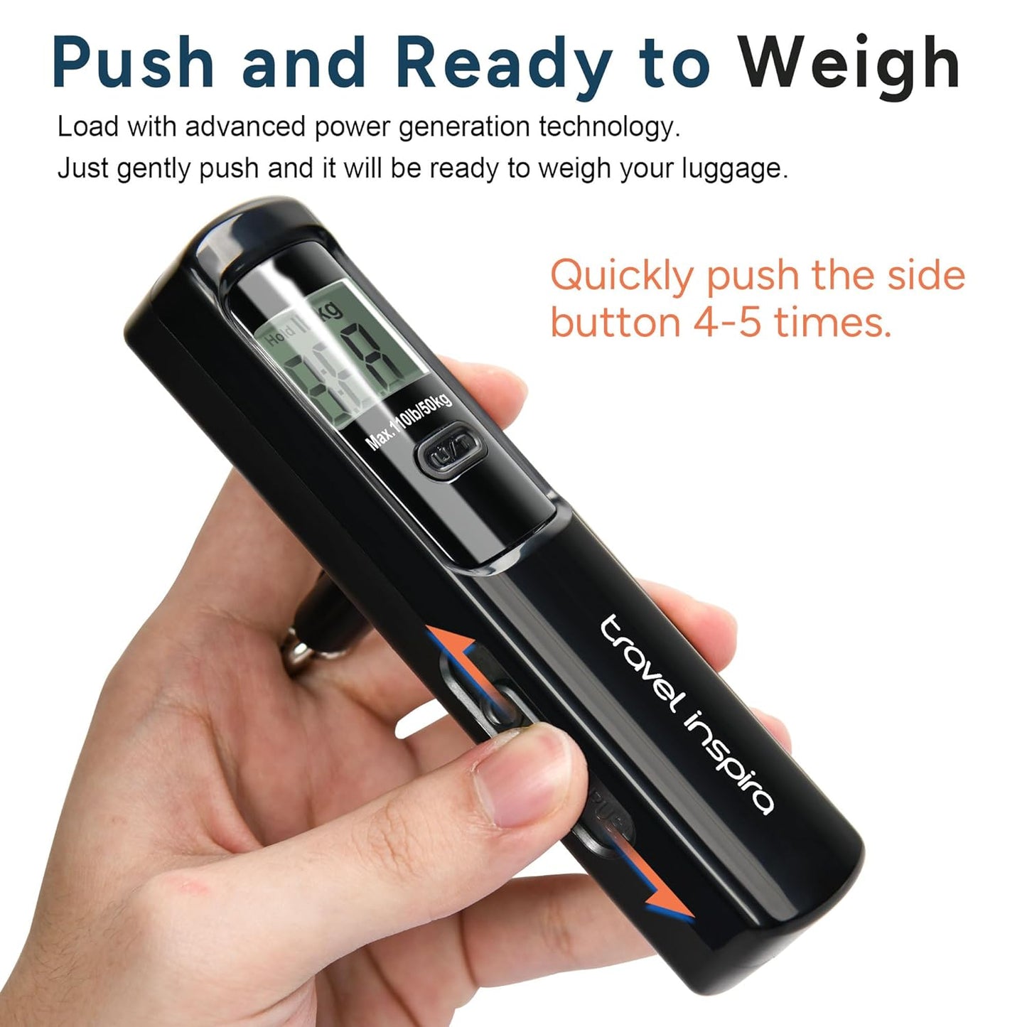 travel inspira Luggage Scale Battery-Free, Travel Essentials, Portable Handheld Digital Suitcase Weight Scale for for Travel Accessories, 110lbs/50kg
