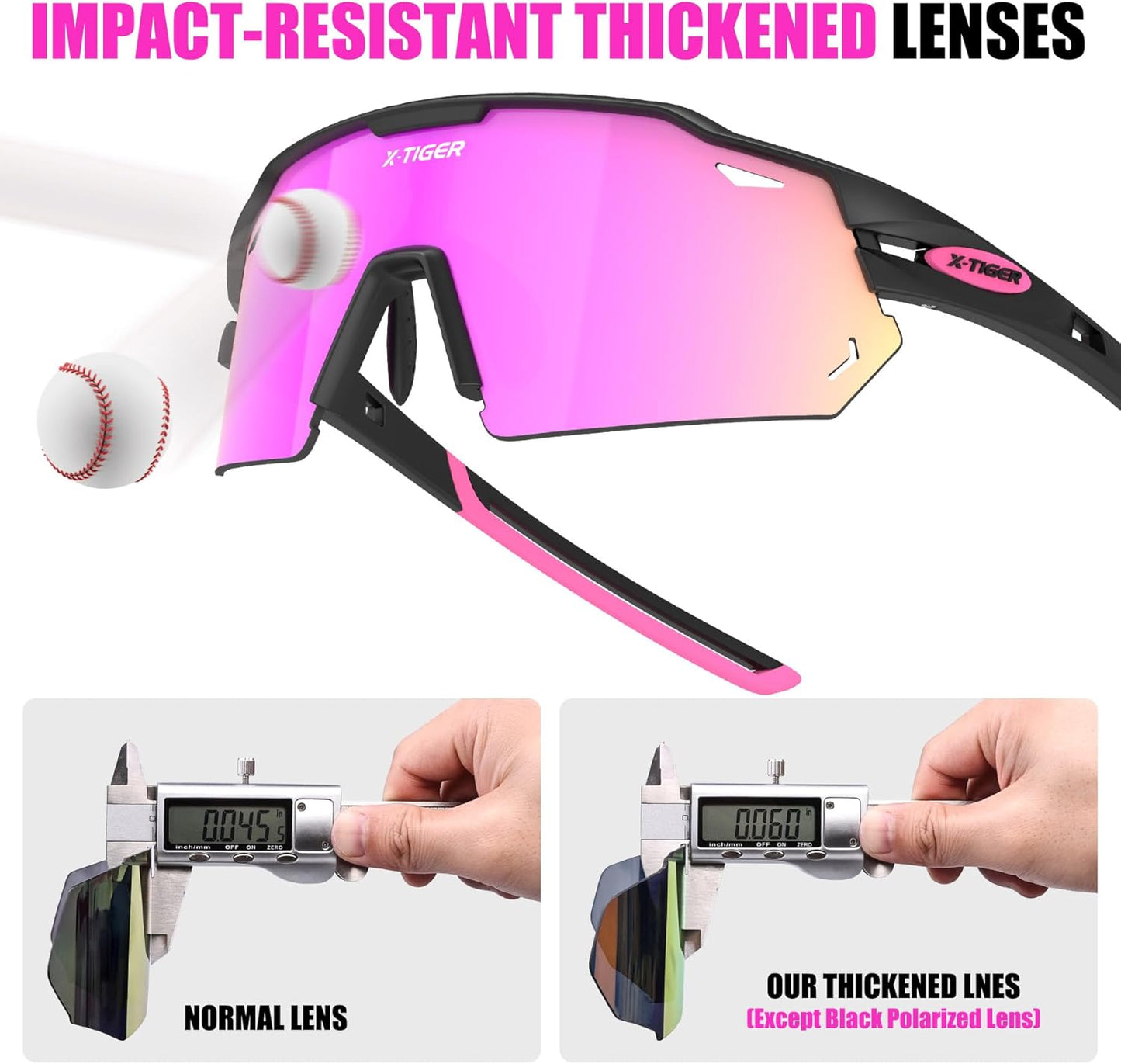 X-TIGER Polarized Cycling Glasses with 5 Interchangeable Lenses,MTB Biking Baseball Running Sports Sunglasses for Men Women