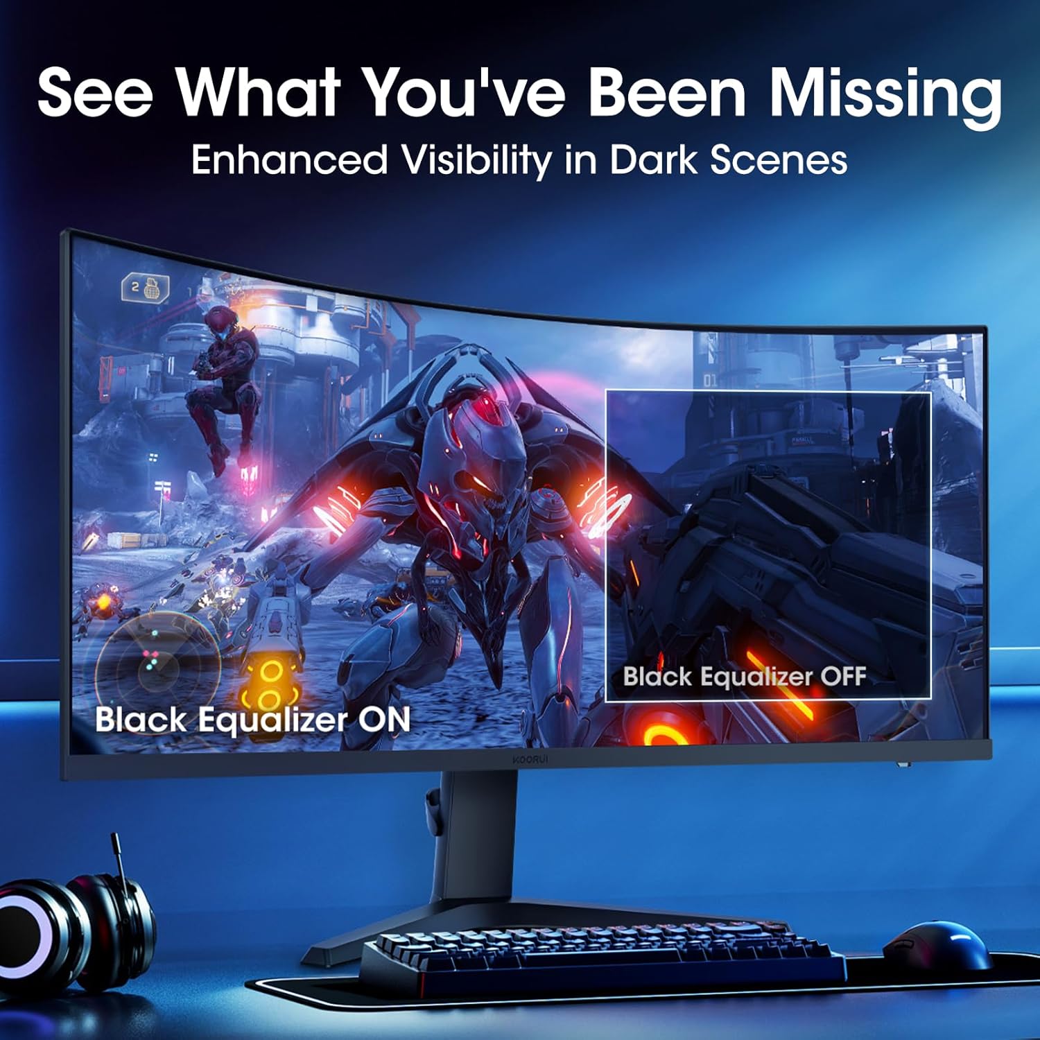 KOORUI 34-inch Ultrawide Curved WQHD 3440×1440 Gaming Monitor, 165Hz 144Hz Curved 1000R- PIP/PBP, 1ms(MPRT) with DisplayHDR 400, DCI-P3 90% Color Gamut, AdaptiveSync, HDMI/DisplayPort, 34E6UC - PuriLite