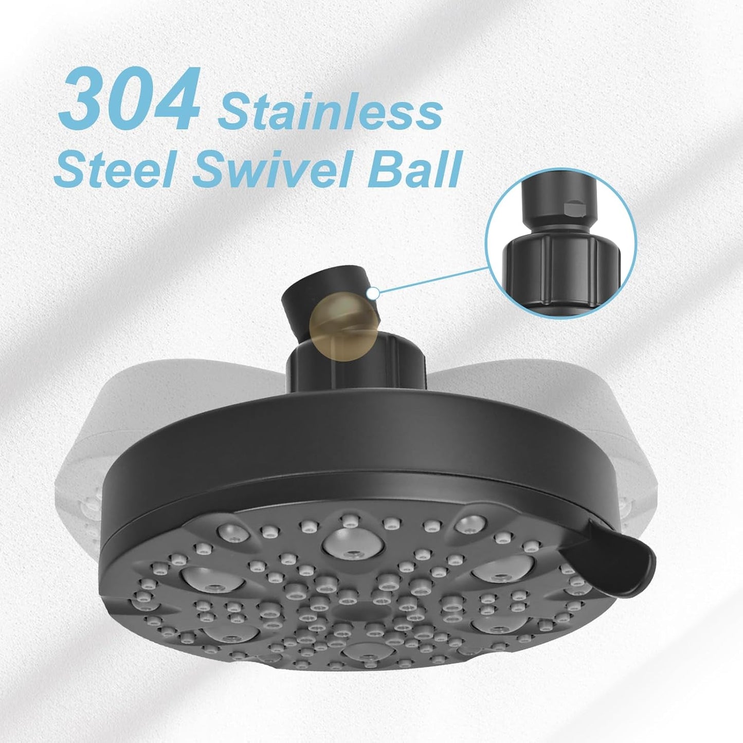 OFFO Shower Head, High Pressure Shower Head with Pause Mode, 9 Mode Fixed Showerheads for Strong Water Flow & Relaxing Shower Experience,Brushed Nickel
