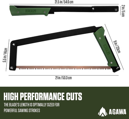 AGAWA BOREAL21 Tripper Kit, 21" Folding Saw, Dual Blades, Nylon Case, Green