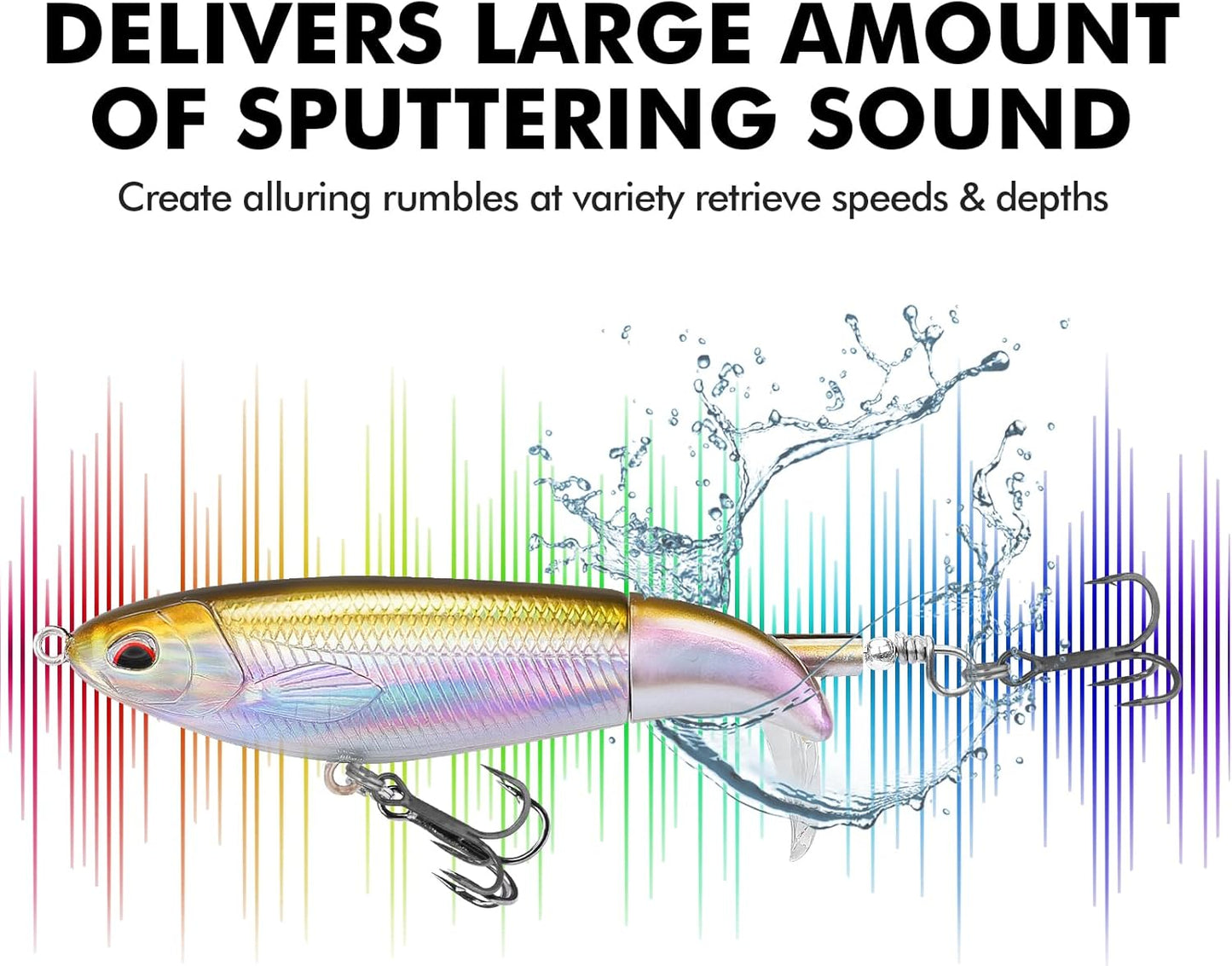 TRUSCEND PoPobait with BKK Hooks, Top Water Plopper Fishing Lures for Bass Walleye Pike Catfish Musky Perch, Floating Lure for Freshwater or Saltwater, Amazing Teasers Fishing Gifts for Family Fishing