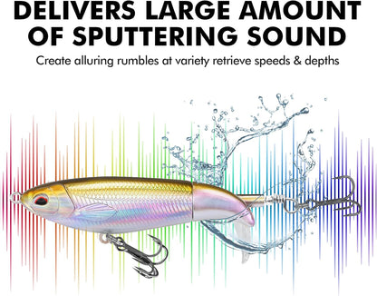 TRUSCEND PoPobait with BKK Hooks, Top Water Plopper Fishing Lures for Bass Walleye Pike Catfish Musky Perch, Floating Lure for Freshwater or Saltwater, Amazing Teasers Fishing Gifts for Family Fishing
