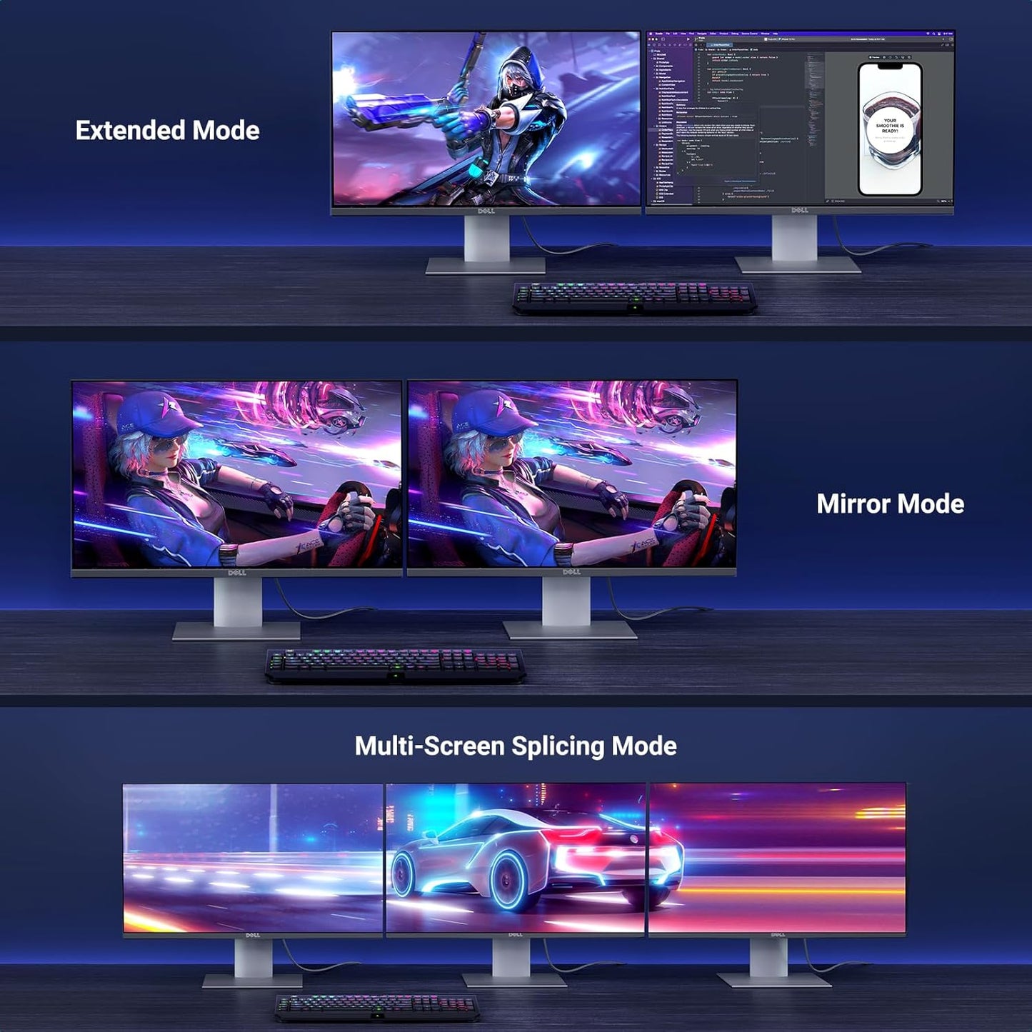UGREEN VESA 8K DisplayPort 1.4 Cable, 8K@60Hz, 4K@144Hz, 1080P@240Hz, Support 32.4Gbps HDR, FreeSync, G-Sync, Display Port Cord Alu Braided Compatible Monitors, PC, Graphics, HDTV 6.6FT