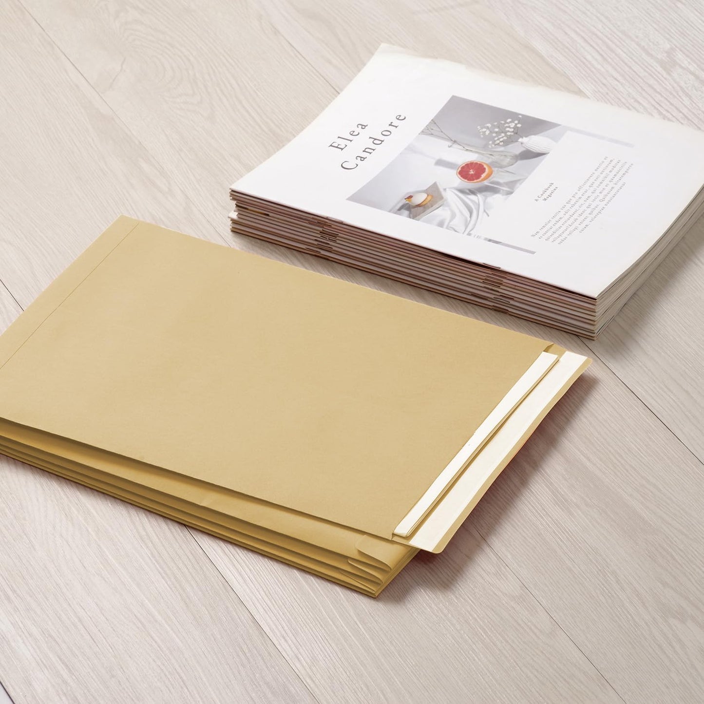 Tanshuqin 9" x 12.75" Self-Seal Catalog Envelopes 32lb Kraft Envelopes for Invitation Cards, Organizing and Storage, Pictures, Photos, Documents (100 PCS)