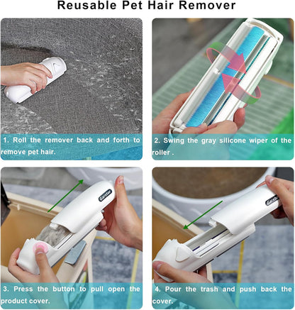Garstor Pet Hair Remover Roller, Reusable Lint Roller for Pet Hair, Cat Dog Hair Remover for Furniture, Sofa, Carpet, Bedding, Self Clean Lint Roller-Blue