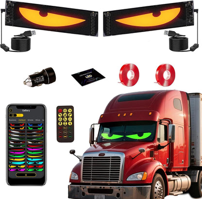 LED Eyes for Truck Windshield, 2PCS 23.6inx4.73in Devil Eyes Light for Windshield, Devil Eyes Light for Car, Truck, SUVs, Pickup, ATV, UTV and Golf Cart, Men Gift Ideas