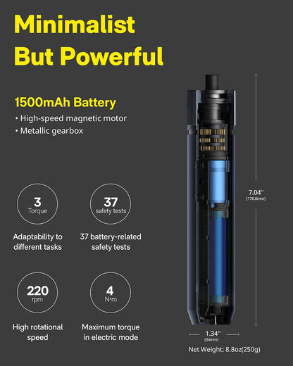 HOTO Electric Screwdriver Set, 25-Piece Upgraded Electric Screwdriver Kit | 1/4'' Hex, Magnetic Lid, 1500mAh Rechargeable, LED Light, Ideal for Furniture Assembly, Home Repair & Garage Projects