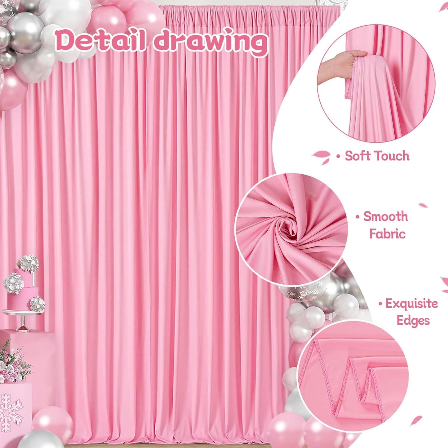 10.6x10Ft White Backdrop Curtain Parties Photo Curtains Backdrop Drapes Fabric for Wedding Birthday Baby Shower Decorations