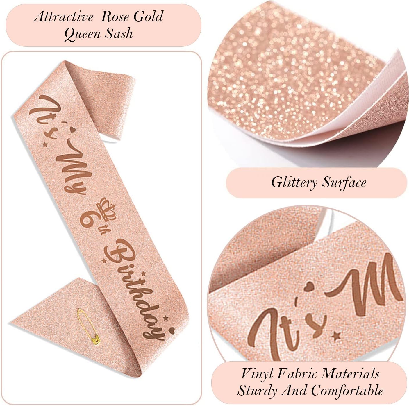 8pcs 40th Birthday Decorations gifts for Women, Including 40th Happy Birthday Cake Topper, Queen Sash with Pearl Pin, Sweet Rhinestone Tiara Crown for Women, Number Candles and Balloons (Rose Gold)