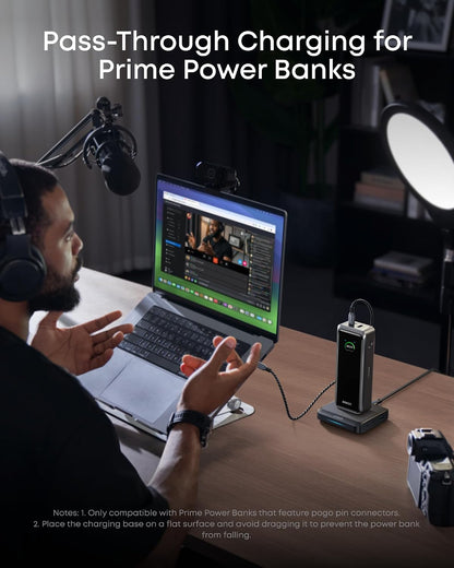 Anker Charging Base for Prime Power Banks with Pogo Pin, 150W Max | Powers Up to 4 Devices, for MacBook Pro / Air, Dell, iPhone 17 / 16 Series, Samsung, and More (Power Bank Not Included)