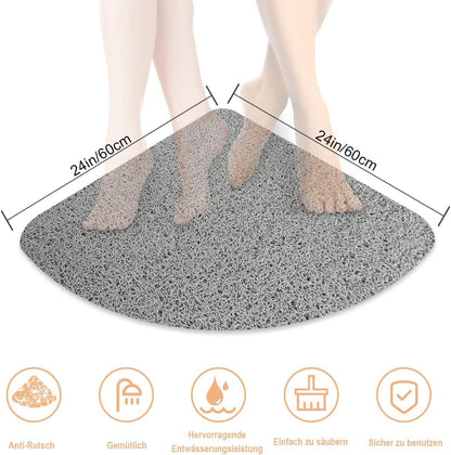 Square Shower Mat, Non Slip Bath Mat, Loofah Shower Stall Mats for Walk-in Shower, 32 x 32 Inches Shower Floor Mat with Drain, Bath Mats for Showers Bathroom, Tub, Seniors