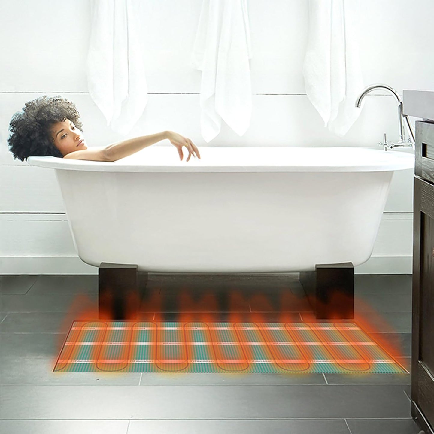 WarmlyYours Heated Floor Mat Kit 3 x 8 ft. - Electric Radiant Heating System for Fast, Even Warmth Under Tile, Stone - with nTrust 2.0 LED Touch Thermostat (TempZone Easy Mat)