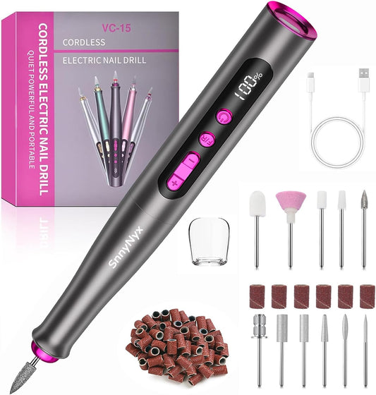 Electric Nail Drill Professional, 35000RPM Cordless Acrylic Nail Kit for Nail Polish Remover, Electric Nail File Buffer Grinder, Nail Filer Electric Manicure and Pedicure kit