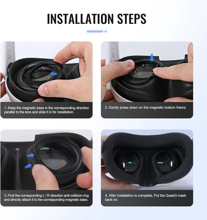 Hibloks Glasses Spacer for Meta/Oculus Quest 3, Prevent Myopia Glasses and VR Lenses from Scratching Each Other. VR Lens Protection Accessories with Magnetic Frame and Silicone Anti-Scratch Ring