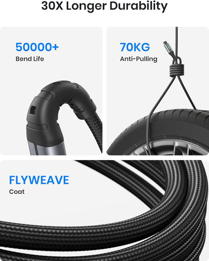 INIU USB C to USB C Cable, 240W 6.6ft Fast Charging Cord, Braided USBC to USBC Phone Charger Cable for Phone 16 15 Pro Max S24 S23 Laptops iPad Switch Steam Deck etc