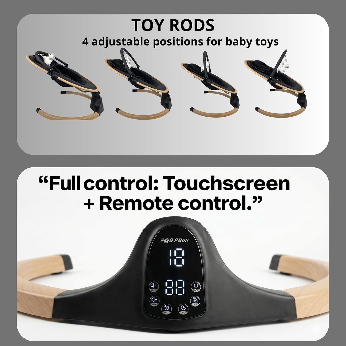 Baby Swings for Infants, Infant Swing, 3 Seat Positions, 5 Point Harness Belt, 5 Speeds and Remote Control - Portable Baby Swing for Indoor and Outdoor