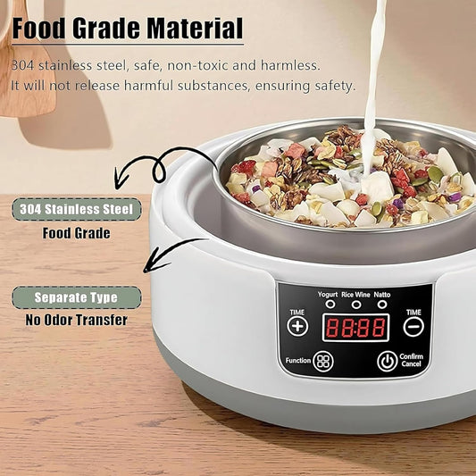 Digital Yoghurt Maker, 2025 New Probiotic 1.2L Yogurt Maker Machine with 5pcs Cup, 36 Hour Constant Temperature Control, Led Display Adjustable Time, for Homemade Yogurt/Natto/Rice Wine/Fermentation