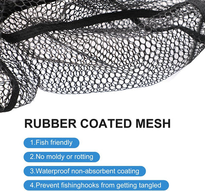 SAN LIKE Fishing Net Telescopic Landing Nets Folding Rubber Fish Net Rubber Coated Landing Net with Adjustable Sturdy Pole Handle for Saltwater Freshwater Bass Trout Fishing Easy Catch & Release