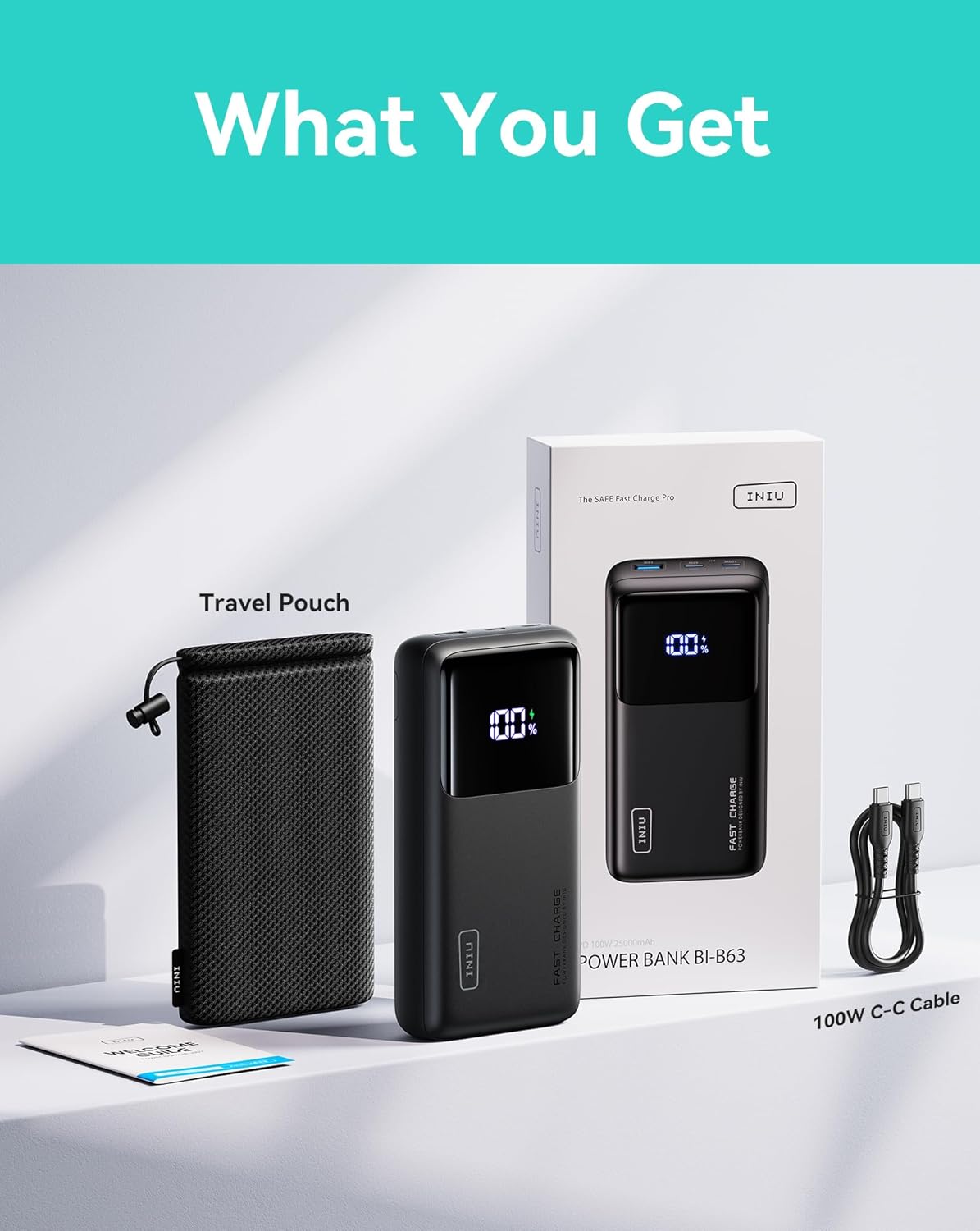 INIU Power Bank, 25000mAh 100W High Capacity Laptop & Phone Small Portable Charger, Fast Charging Flight Cruise Ship Family Trip Accessories Battery Pack for College Student Travelers Boys Girls, Blue