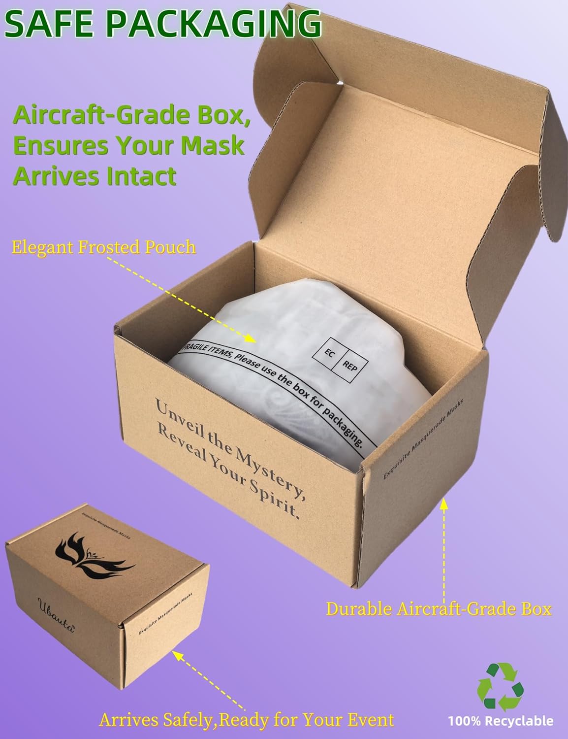 Ubauta Butterfly Masquerade Mask For Women: Mardi Gras Party Venetian Costume Ball